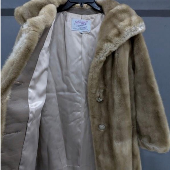 Vintage Faux Fur Brown Mink Button Jacket Coat Small - Picture 12 of 15